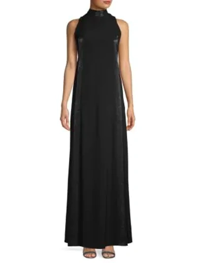 Shop Escada Sleeveless Mockneck Gown In Black