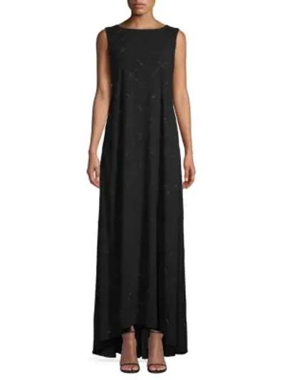 Shop Escada Windowpane High-low Maxi Dress In Black