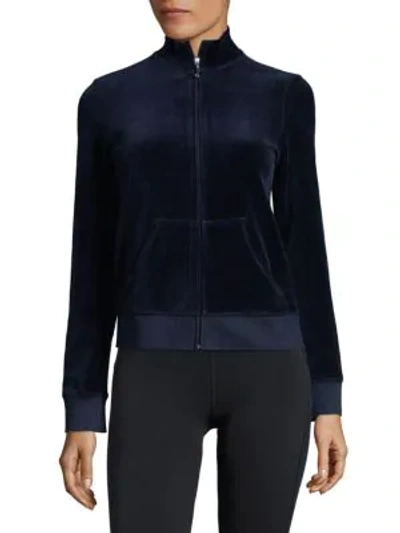 Shop Juicy Couture Black Label Velour Zip Up Sweatshirt In Regal