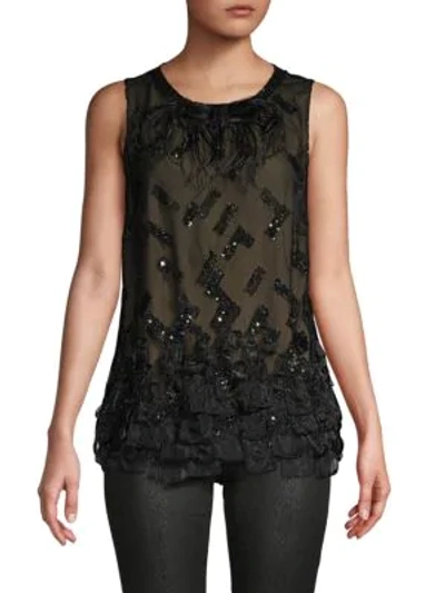 Shop Carolina Herrera Embellished Silk Blouse In Black