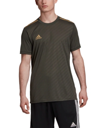 Shop Adidas Originals Adidas Men's Tiro Jacquard Soccer Jersey In Leg Earth/gold
