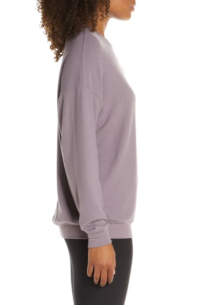 Shop Alo Yoga Soho Crewneck Pullover In Dark Lavender Heather