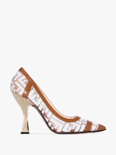 Shop Fendi White Colibrì 105 Pvc Pumps In Brown