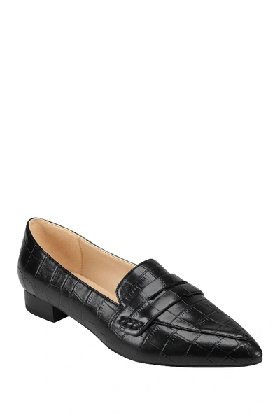 Shop Marc Fisher Feud Pointed Toe Embossed Loafer In Blmll