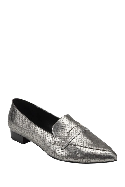 Shop Marc Fisher Feud Pointed Toe Embossed Loafer In Pewll