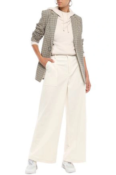 Shop Ganni Ridgewood Cotton-blend Corduroy Wide-leg Pants In Ecru