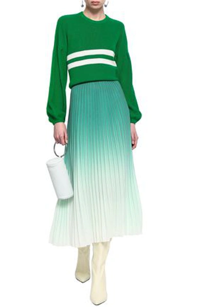 Shop Baum Und Pferdgarten Woman Intarsia Cotton-blend Sweater Green