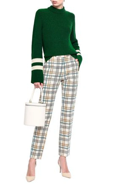 Shop Baum Und Pferdgarten Woman Intarsia Merino Wool-blend Sweater Emerald