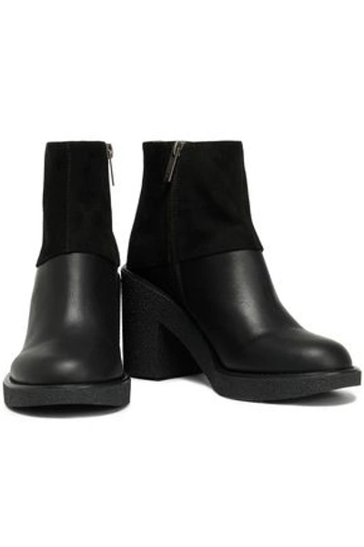 Shop Jil Sander Suede Platform Ankle Boots In Black