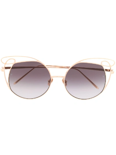 Shop Linda Farrow Precious Sunglasses In Gold