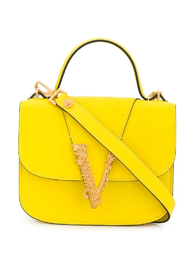 Shop Versace Virtus Shoulder Bag In Yellow