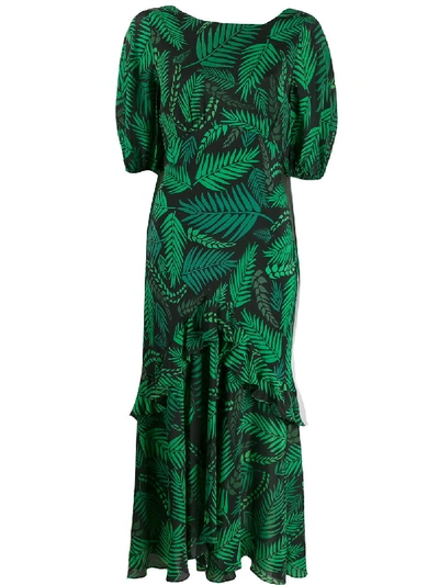Shop Rixo London Cheryl Tropical Print Dress In Green