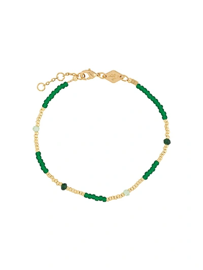 Shop Anni Lu Clemence Beaded Bracelet In Green