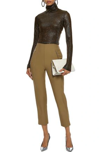 Shop Alix Woman Barrow Lamé Turtleneck Bodysuit Bronze