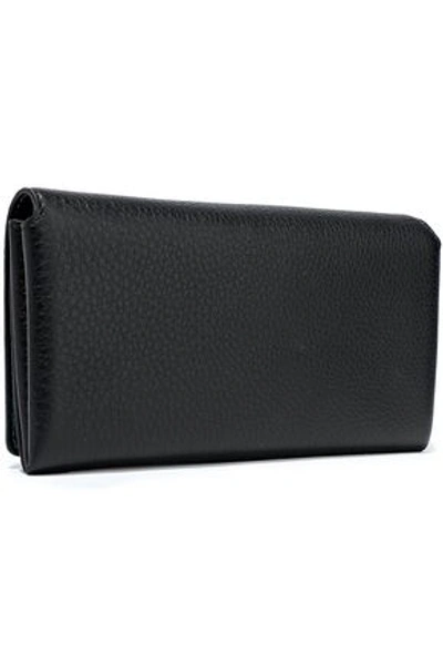 Shop Burberry Woman Pebbled-leather Continental Wallet Black