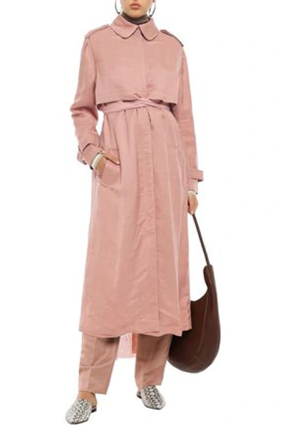 Shop Esteban Cortazar Ribbed-trimmed Twill Trench Coat In Antique Rose
