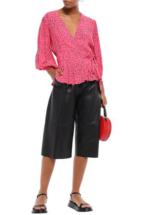 ganni pink wrap top
