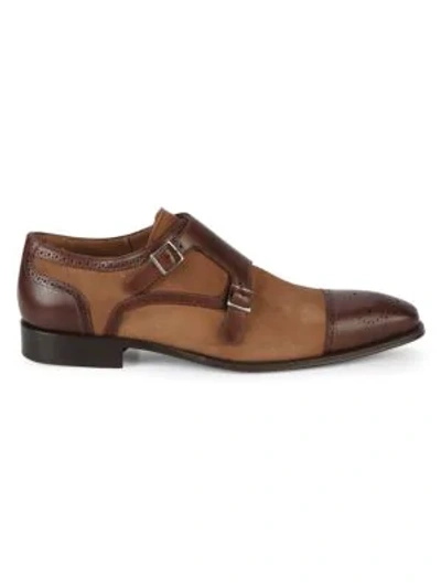 Shop Mezlan Double-buckle Monk-strap Shoes In Cognac