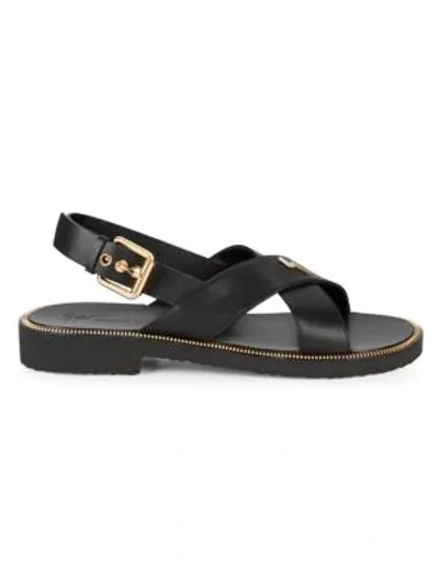 Shop Giuseppe Zanotti Crisscross Leather Sandals In Nero