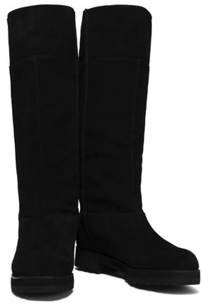 Shop Jil Sander Suede Knee Boots In Black