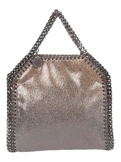 Shop Stella Mccartney Tiny Falabella Shoulder Bag In Gold Grey