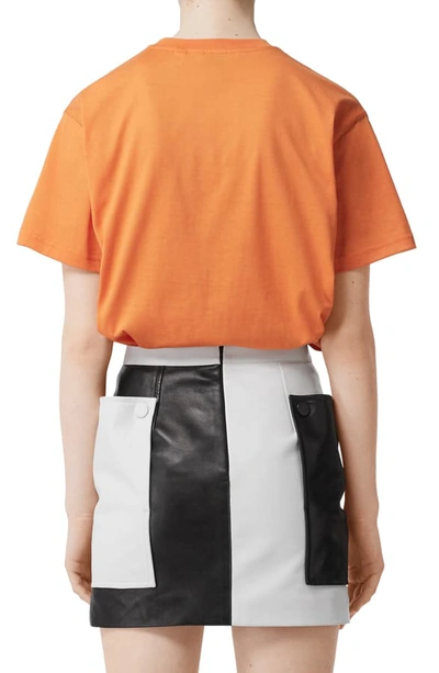 Shop Burberry Carrick Logo Embroidered Tee In Bright Orange