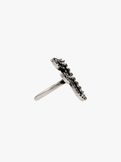 Shop Fendi Silver Tone Flying F Crystal Logo Ring In Metallic