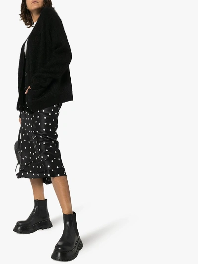 Shop Lee Mathews Talulah Polka Dot Silk Midi Skirt In Black