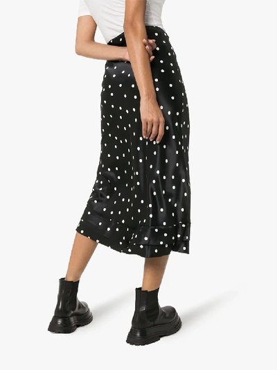 Shop Lee Mathews Talulah Polka Dot Silk Midi Skirt In Black