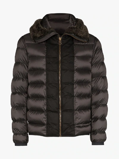Shop Ten C Shearling Trimmed Quilted Liner Jacket In Black