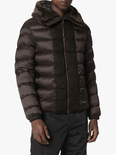 Shop Ten C Shearling Trimmed Quilted Liner Jacket In Black