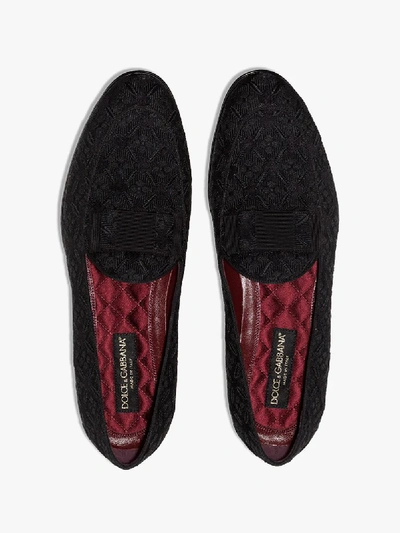 Shop Dolce & Gabbana Black Brocade Loafers