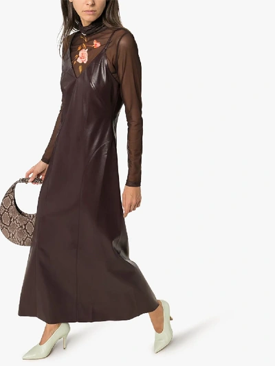 Shop Nanushka Anira Vegan Leather Slip Dress In Purple