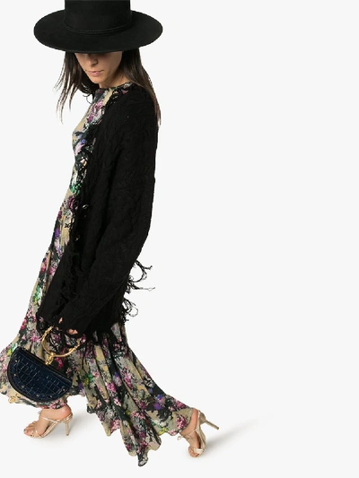 Shop Etro Oversized Unfinished Hem Cardigan In Black