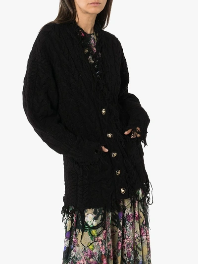 Shop Etro Oversized Unfinished Hem Cardigan In Black