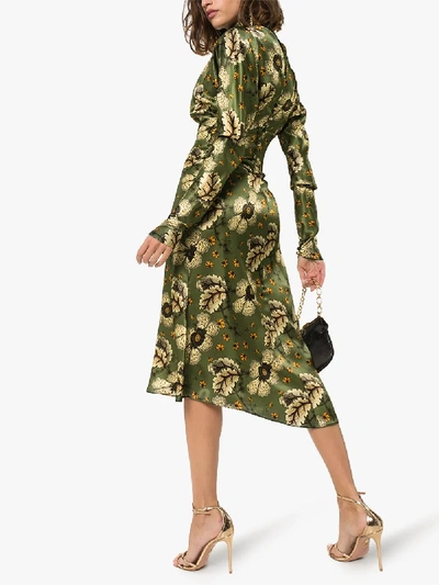 Shop Etro Leicester Floral Print Midi Dress In Green