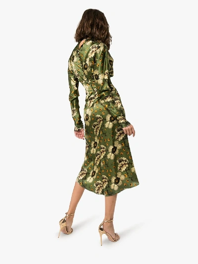 Shop Etro Leicester Floral Print Midi Dress In Green