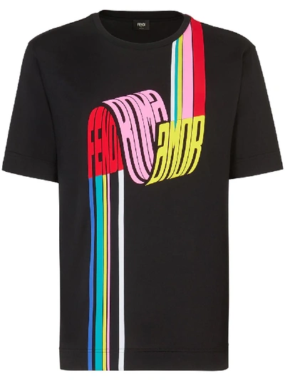 Shop Fendi Roma Amor Graphic-print T-shirt In Black