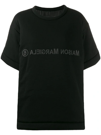 Shop Mm6 Maison Margiela Reversed Logo T-shirt In Black