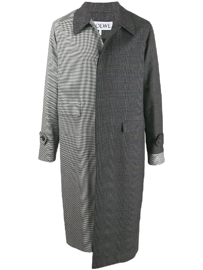 Shop Loewe Checked Asymmetric Coat In Grey