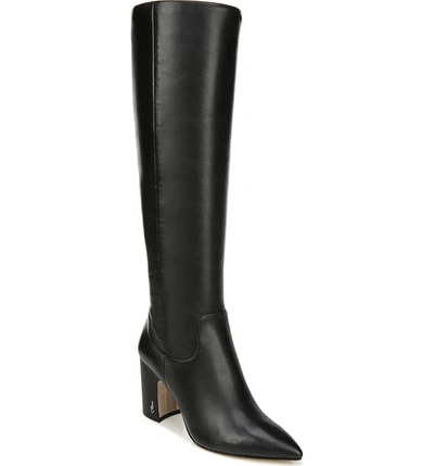 Shop Sam Edelman Hai Knee High Boot In Black Leather Leather