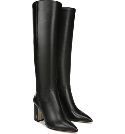 Shop Sam Edelman Hai Knee High Boot In Black Leather Leather