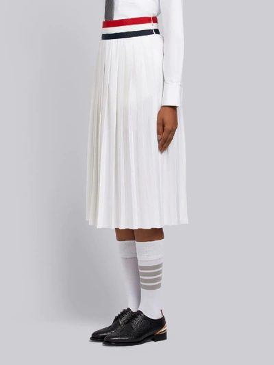 Shop Thom Browne Rwb Grosgrain Waistband Wool Skirt In White