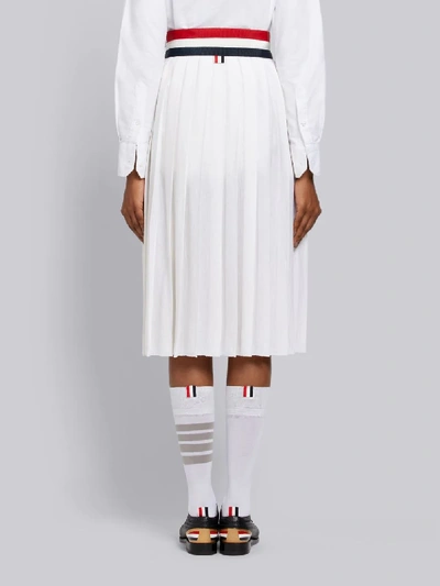 Shop Thom Browne Rwb Grosgrain Waistband Wool Skirt In White