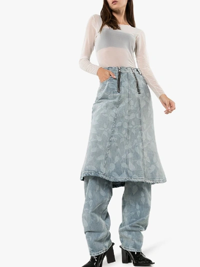 Shop Gmbh Stinging Nettle Print Midi Skirt In Blue