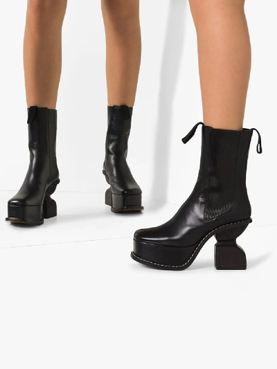 Shop Loewe Black 100 Sculpted Heel Leather Platform Boots