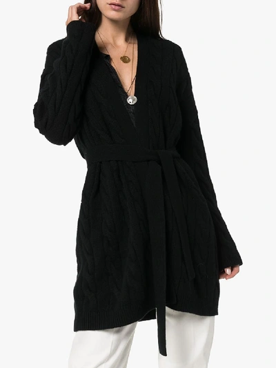 Shop Nili Lotan Serena Belted Cashmere Cardigan In Black