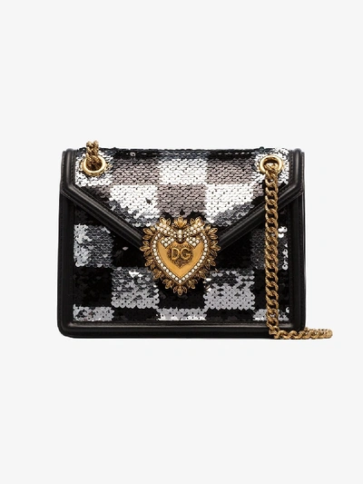 Shop Dolce & Gabbana Black Devotion Sequinned Shoulder Bag