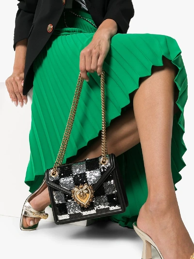 Shop Dolce & Gabbana Black Devotion Sequinned Shoulder Bag