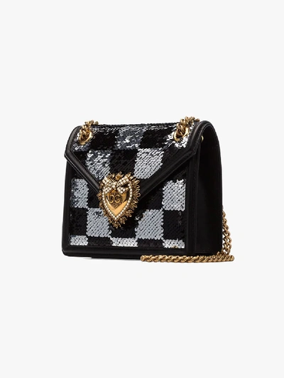 Shop Dolce & Gabbana Black Devotion Sequinned Shoulder Bag